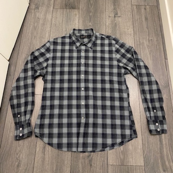 John Varvatos Blue Plaid Button Up Shirt Size XL - Picture 1 of 7